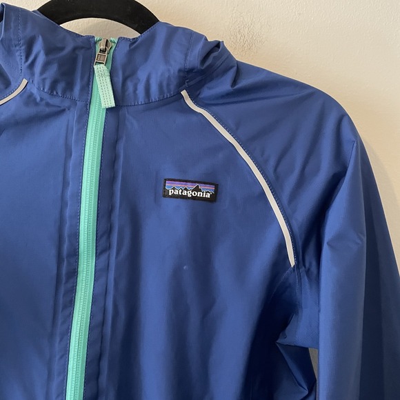 Patagonia Kids Torrentshell Rain Jacket Superior Blue Size M H2No Hooded READ - Picture 4 of 13